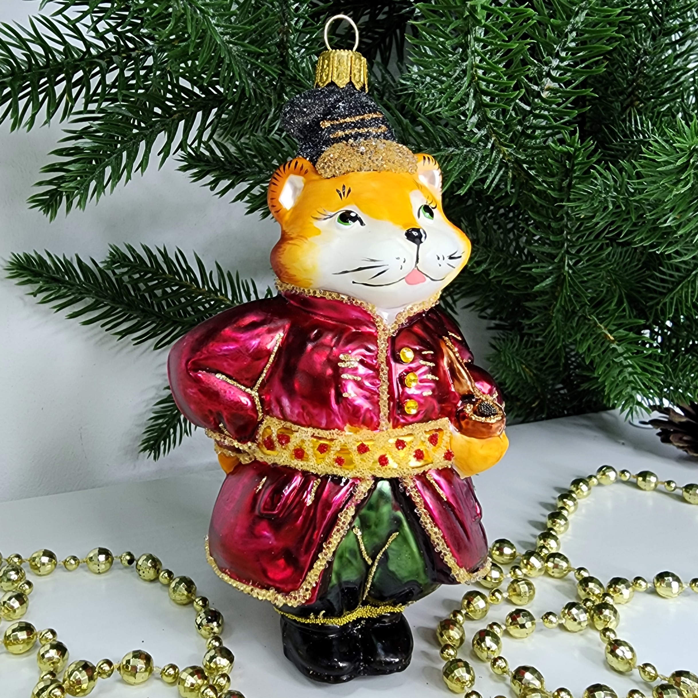 фото Стеклянная елочная игрушка Котофей