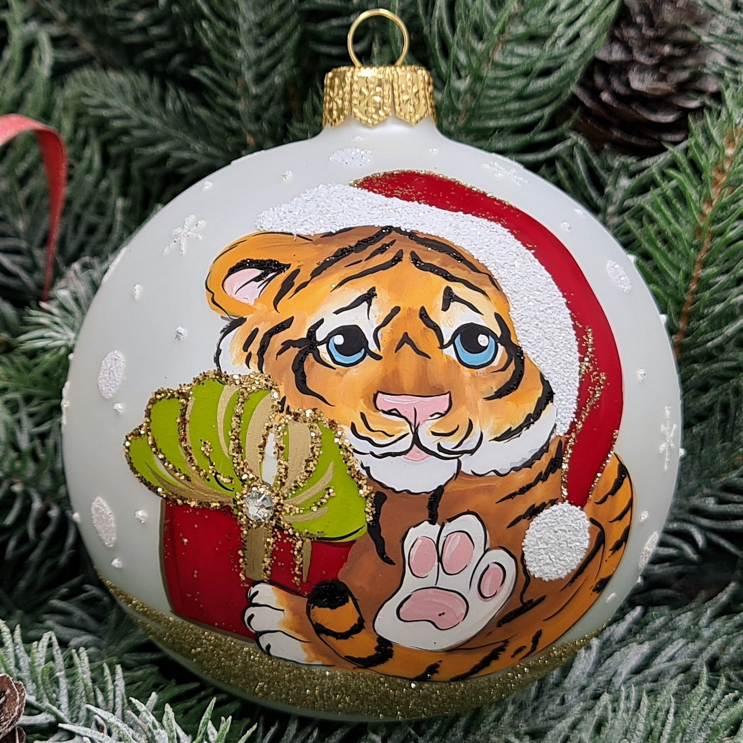 фото Стеклянный ёлочный шар Irena-Co 100 мм №61