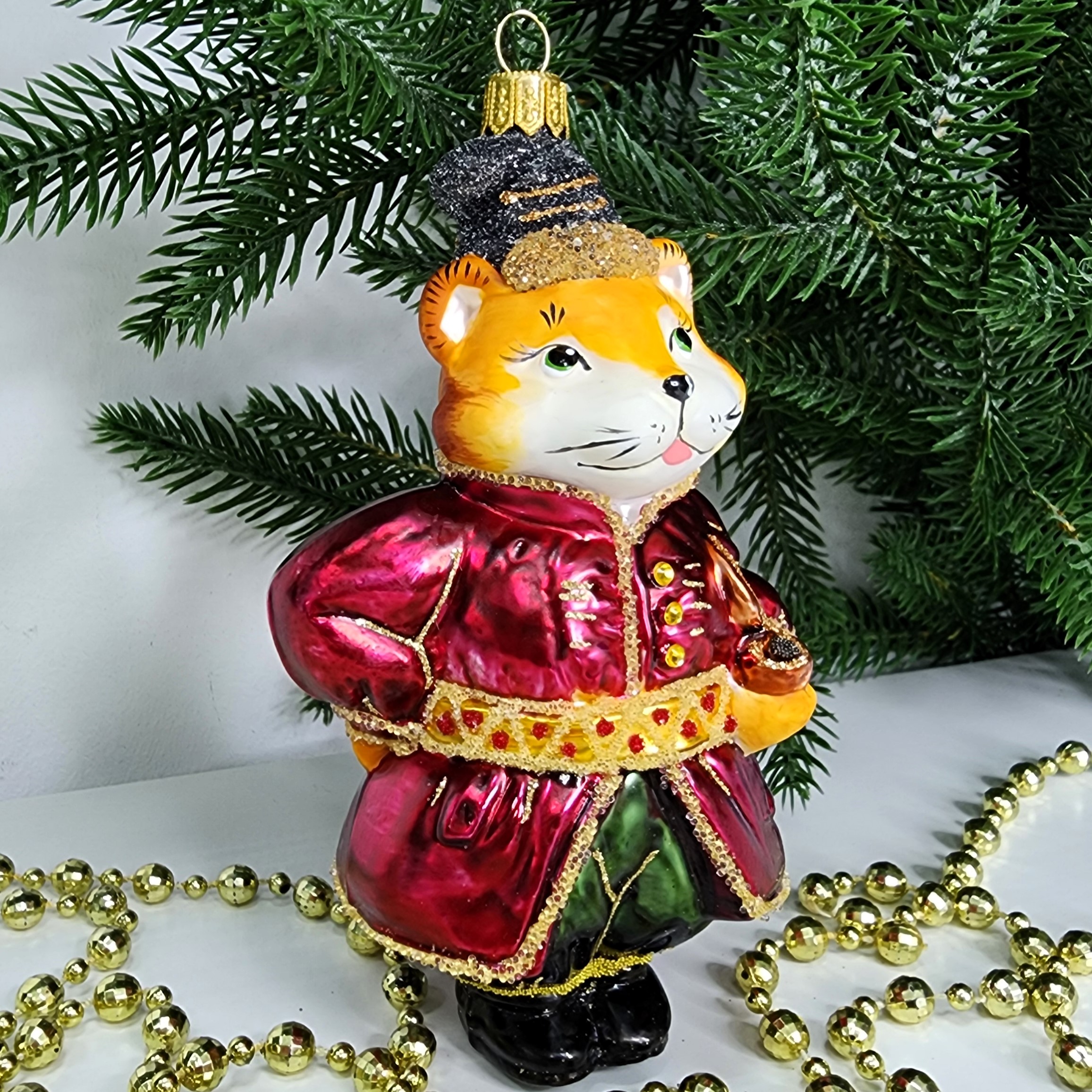 фото Стеклянная елочная игрушка Котофей