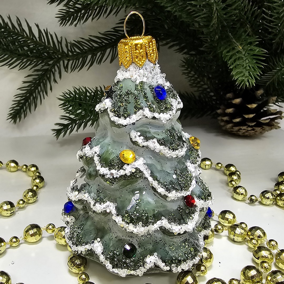 фото Стеклянная елочная игрушка Ёлочка