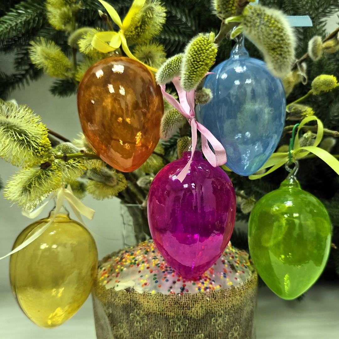 фото Набор стеклянных ёлочных игрушек Irena-Co Пасхальные яйца прозрачные