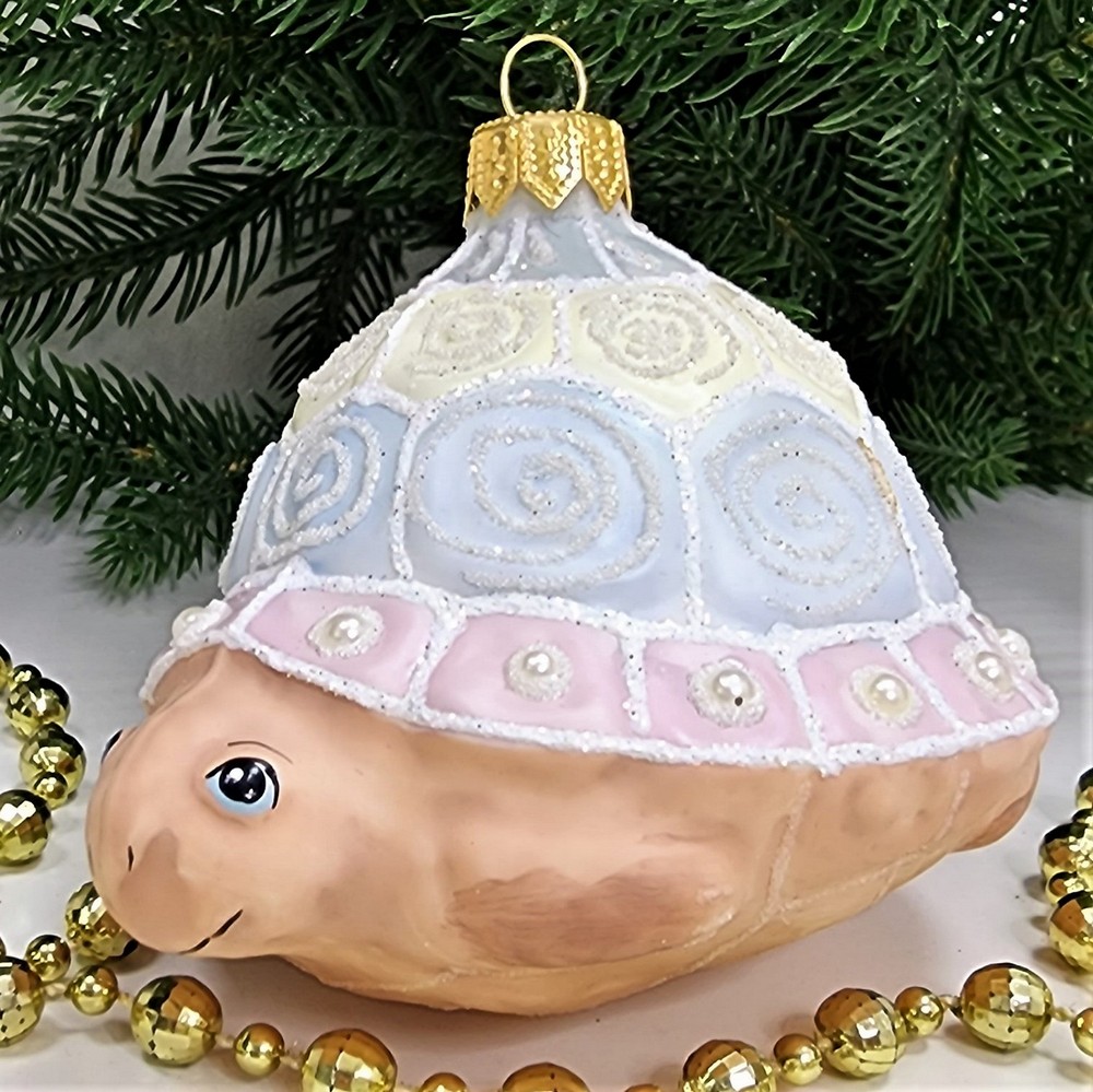 фото Стеклянная елочная игрушка Черепаха детская