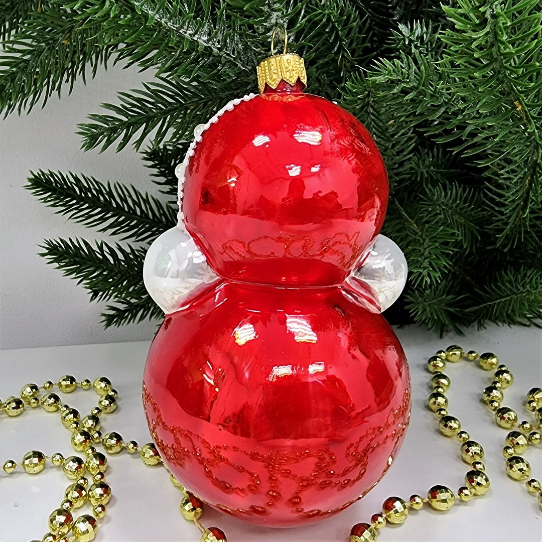 фото Стеклянная елочная игрушка Матрешка неваляшка