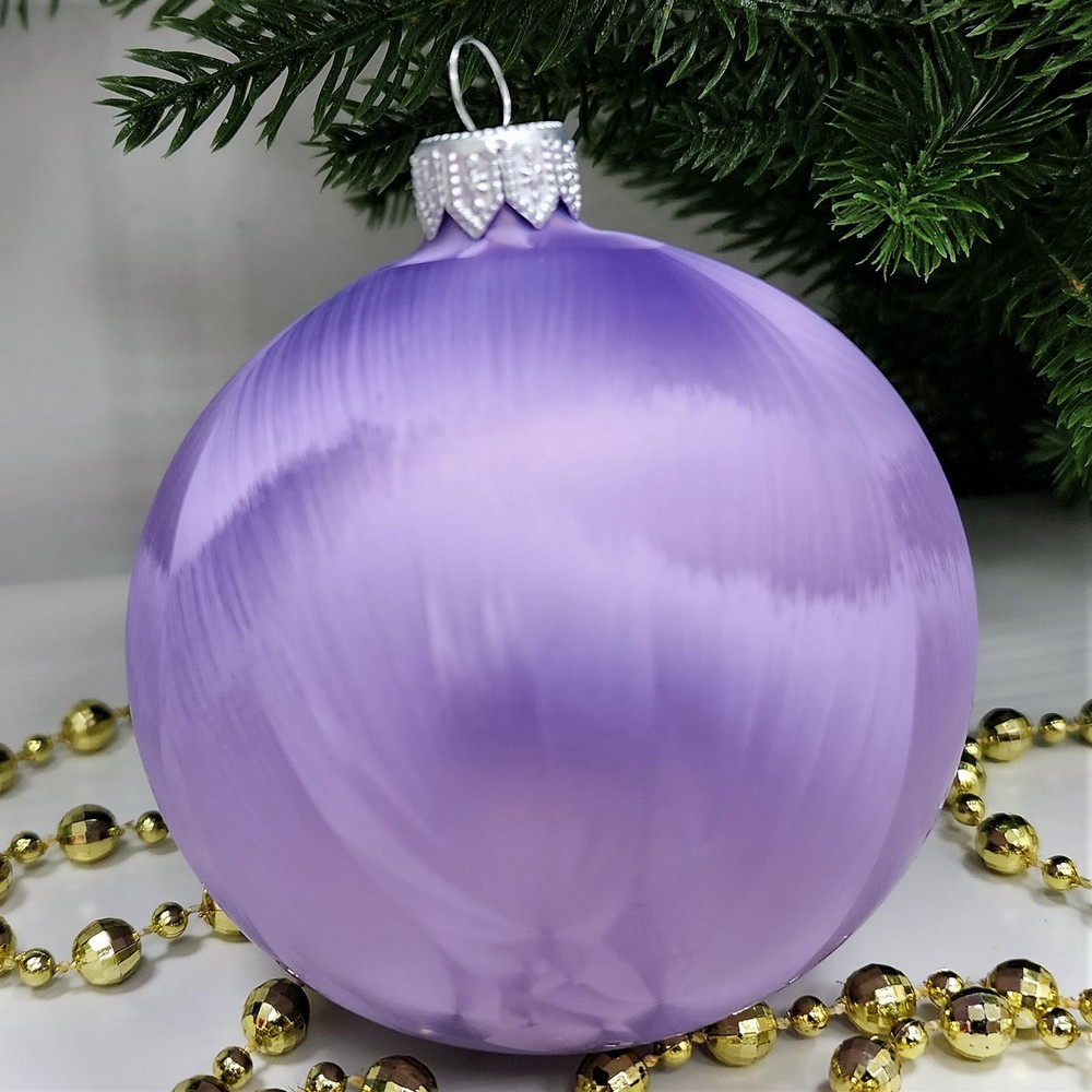 фото Стеклянный шар 80 мм Морозко фиолет