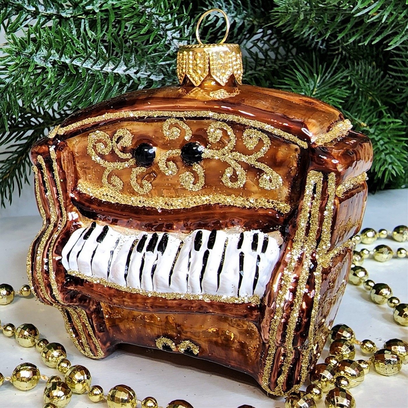 фото Стеклянная елочная игрушка Пианино