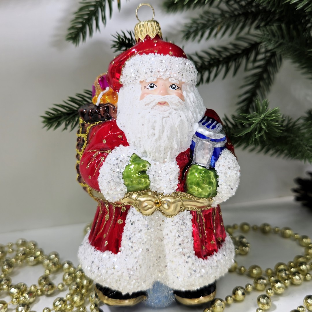 фото Стеклянная елочная игрушка Дед Мороз