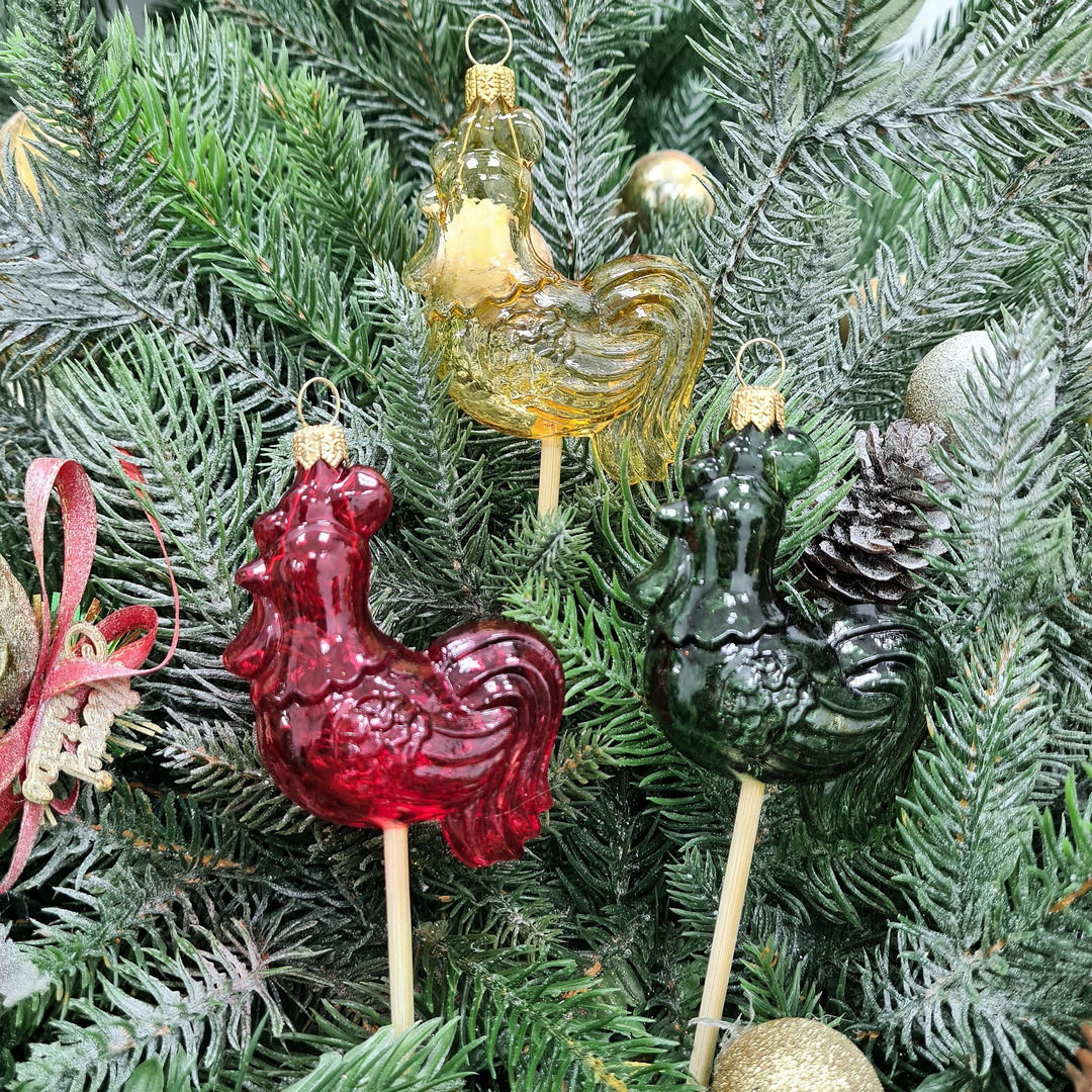 фото Набор ёлочных игрушек Петушки на палочке