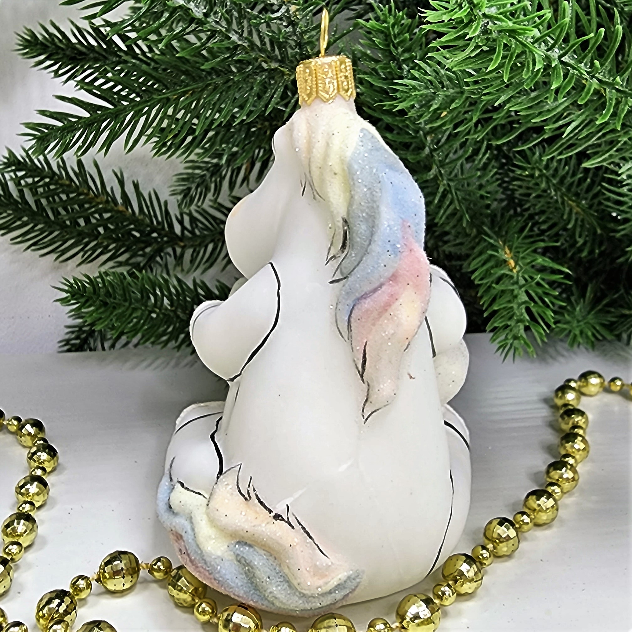 фото Стеклянная елочная игрушка Единорог