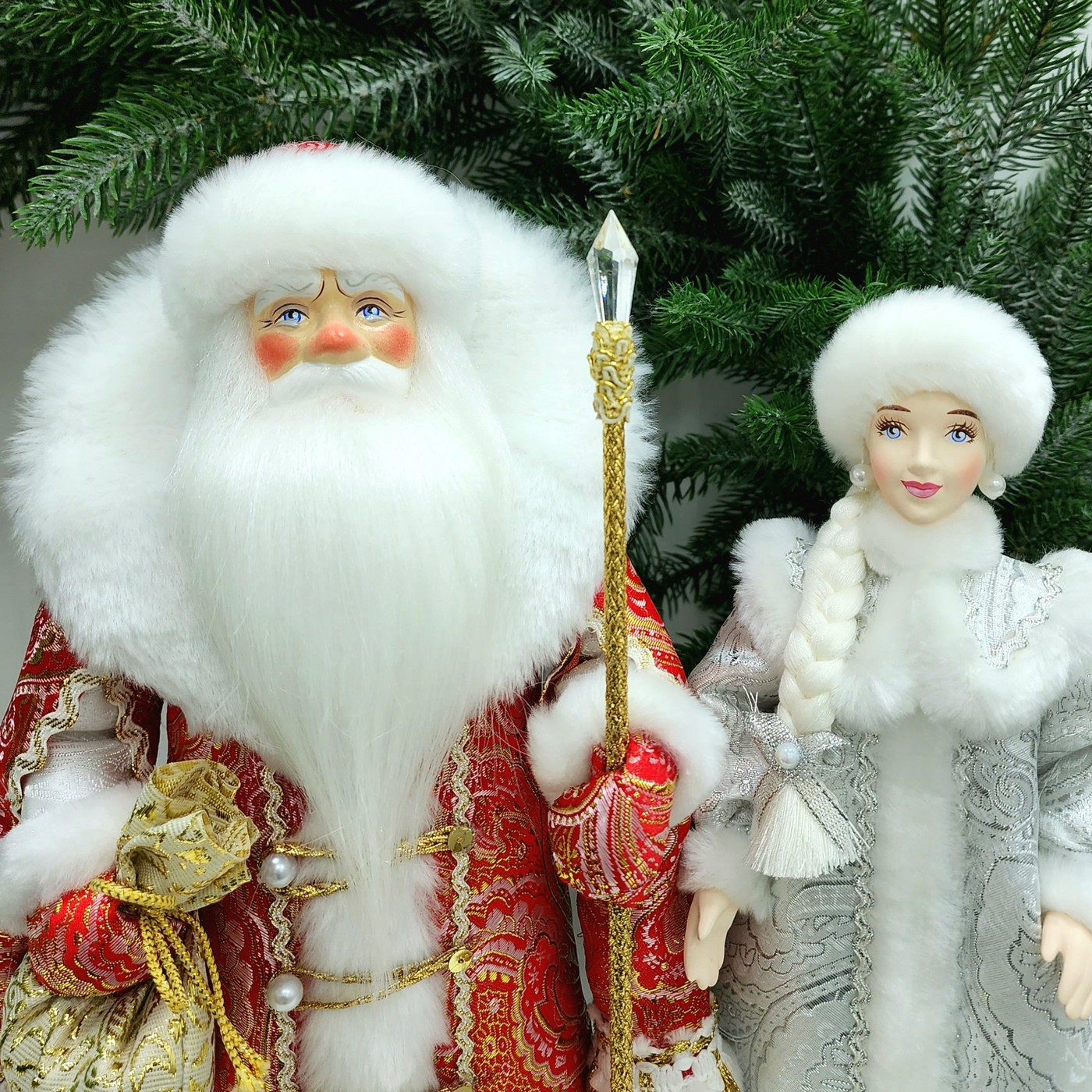 фото Набор Дед Мороз 34 см и Снегурочка 29 см №121