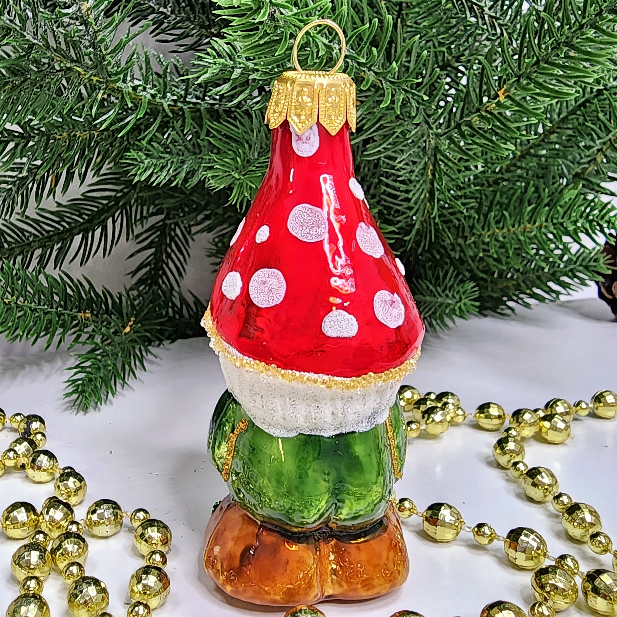 фото Стеклянная елочная игрушка Гномик