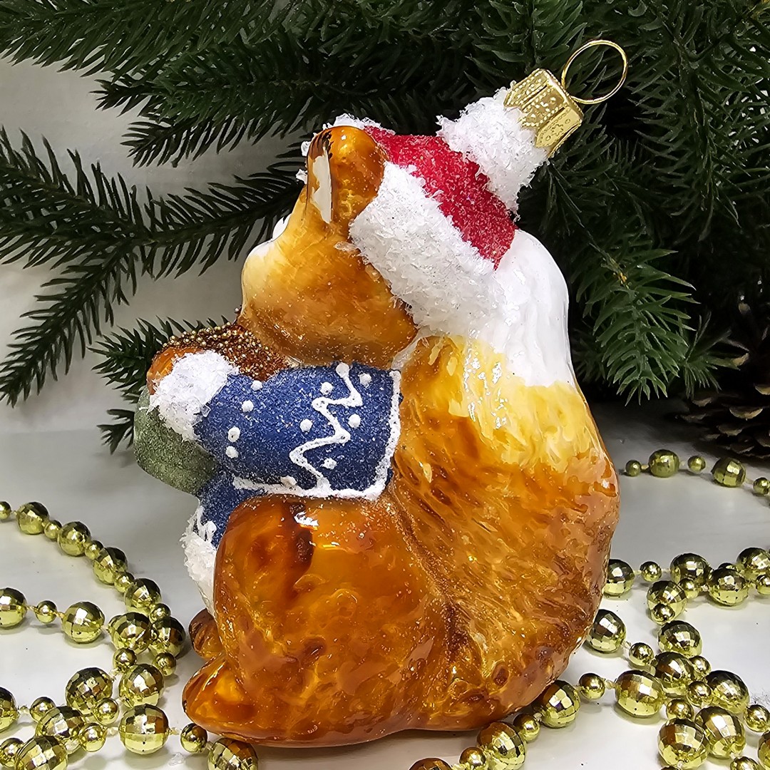 фото Стеклянная елочная игрушка Белочка с орехом