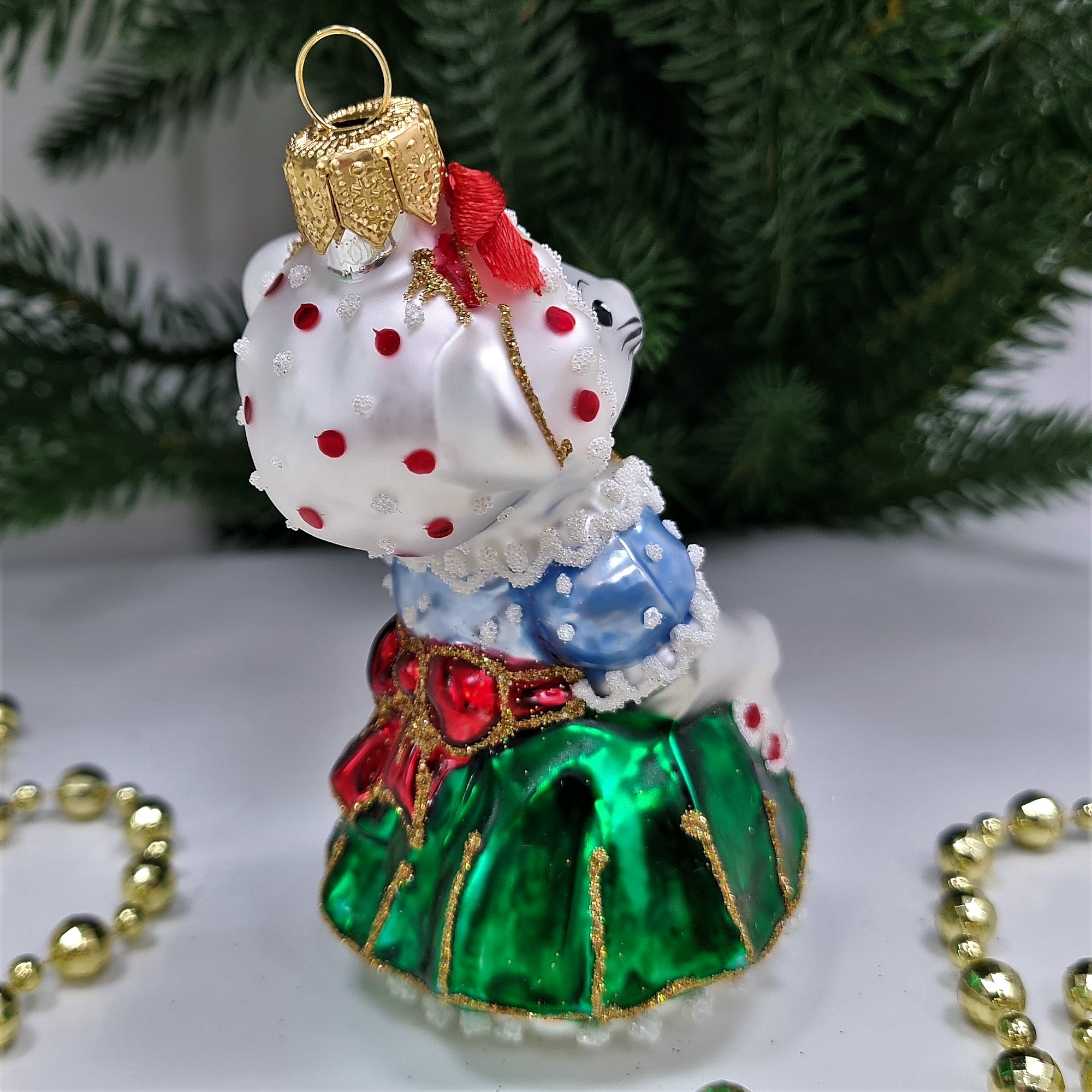 фото Стеклянная елочная игрушка Мышка Хозяйка