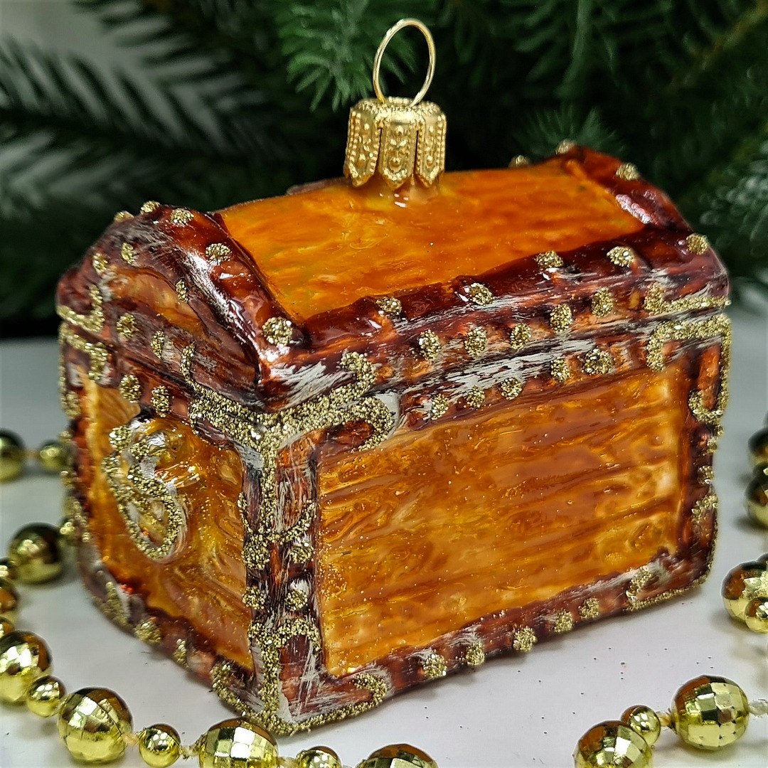 фото Стеклянная елочная игрушка Сундучок