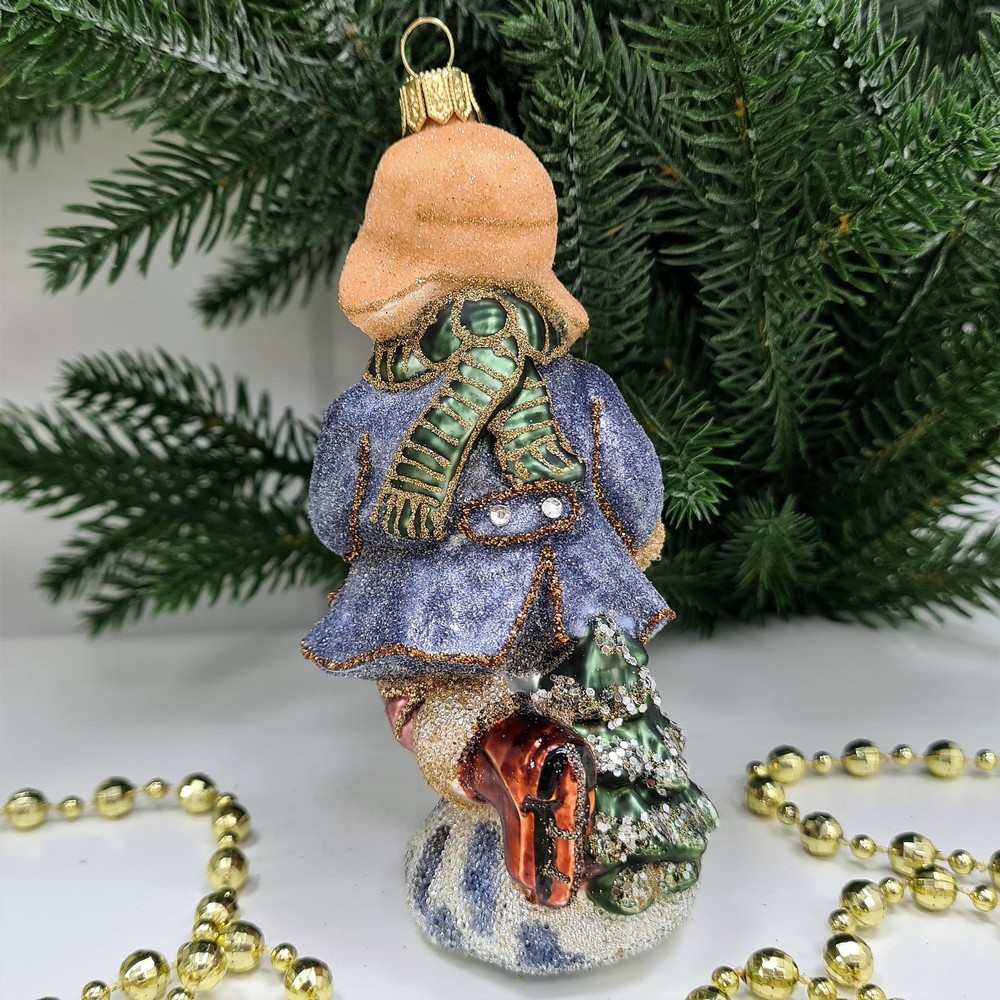 фото Стеклянная елочная игрушка Мальчик на коньках