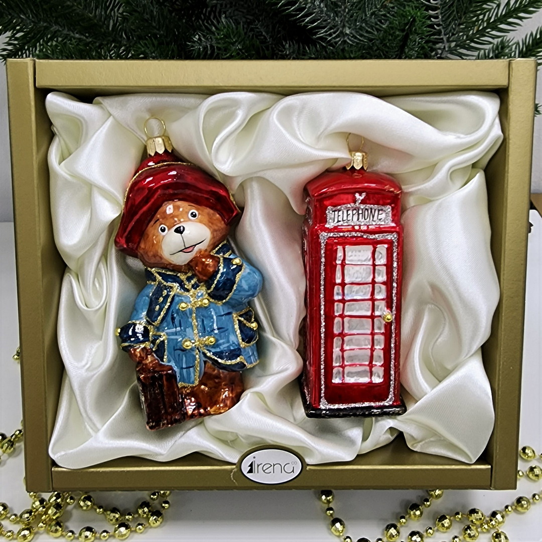 фото Набор ёлочных игрушек Мишка Паддингтон и телефонная будка