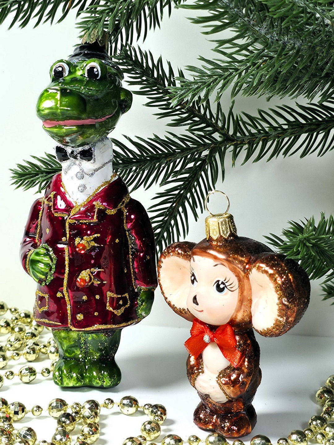 фото Набор ёлочных игрушек Чебурашка и крокодил Гена