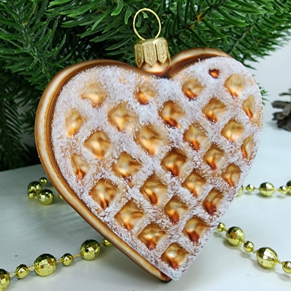 фото Стеклянная елочная игрушка Вафелька