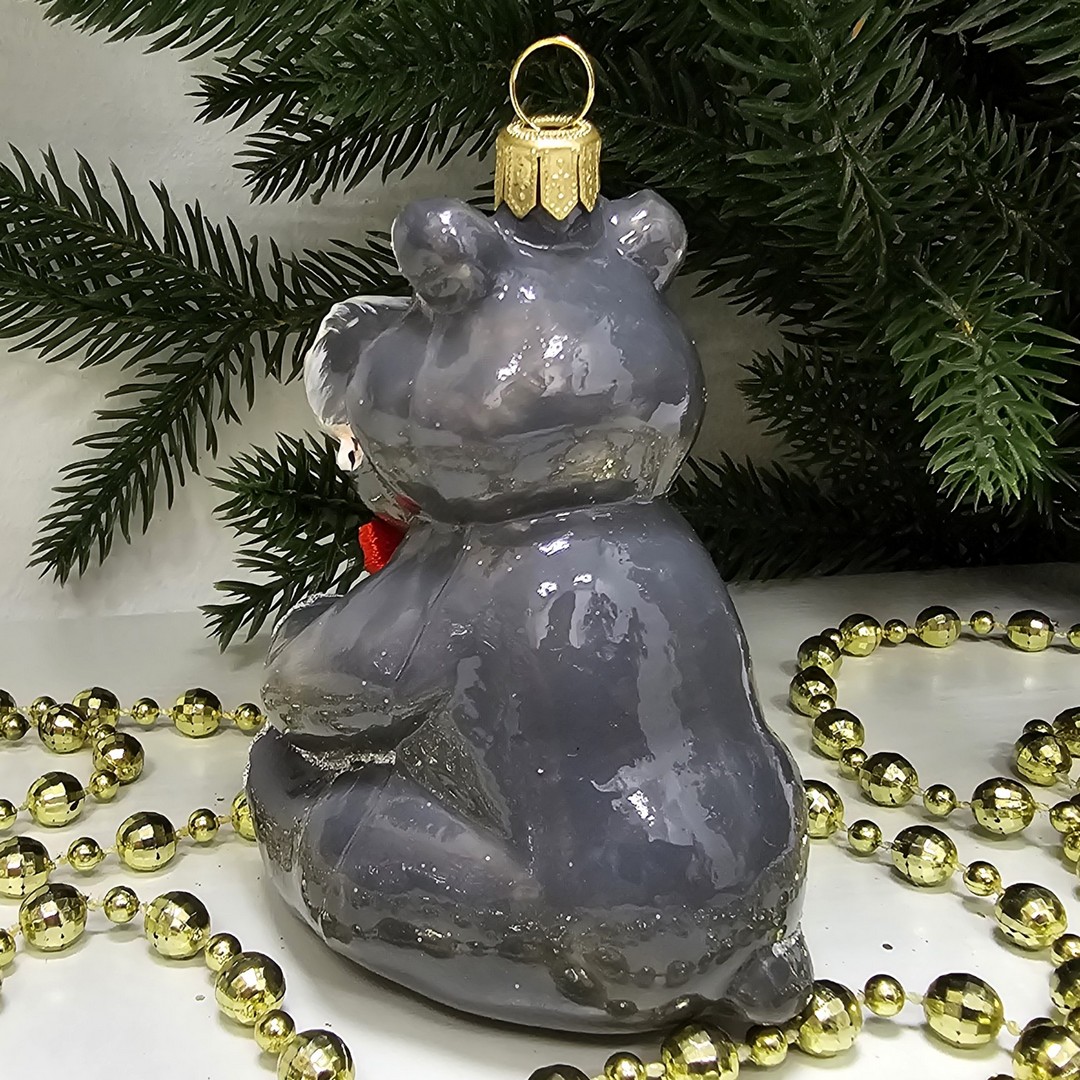 фото Стеклянная елочная игрушка Бегемотик