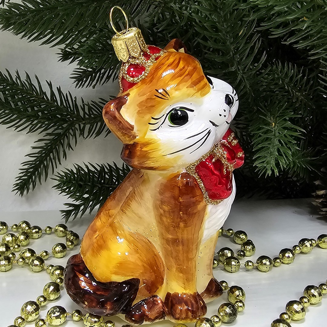 фото Стеклянная елочная игрушка Киса Мэри