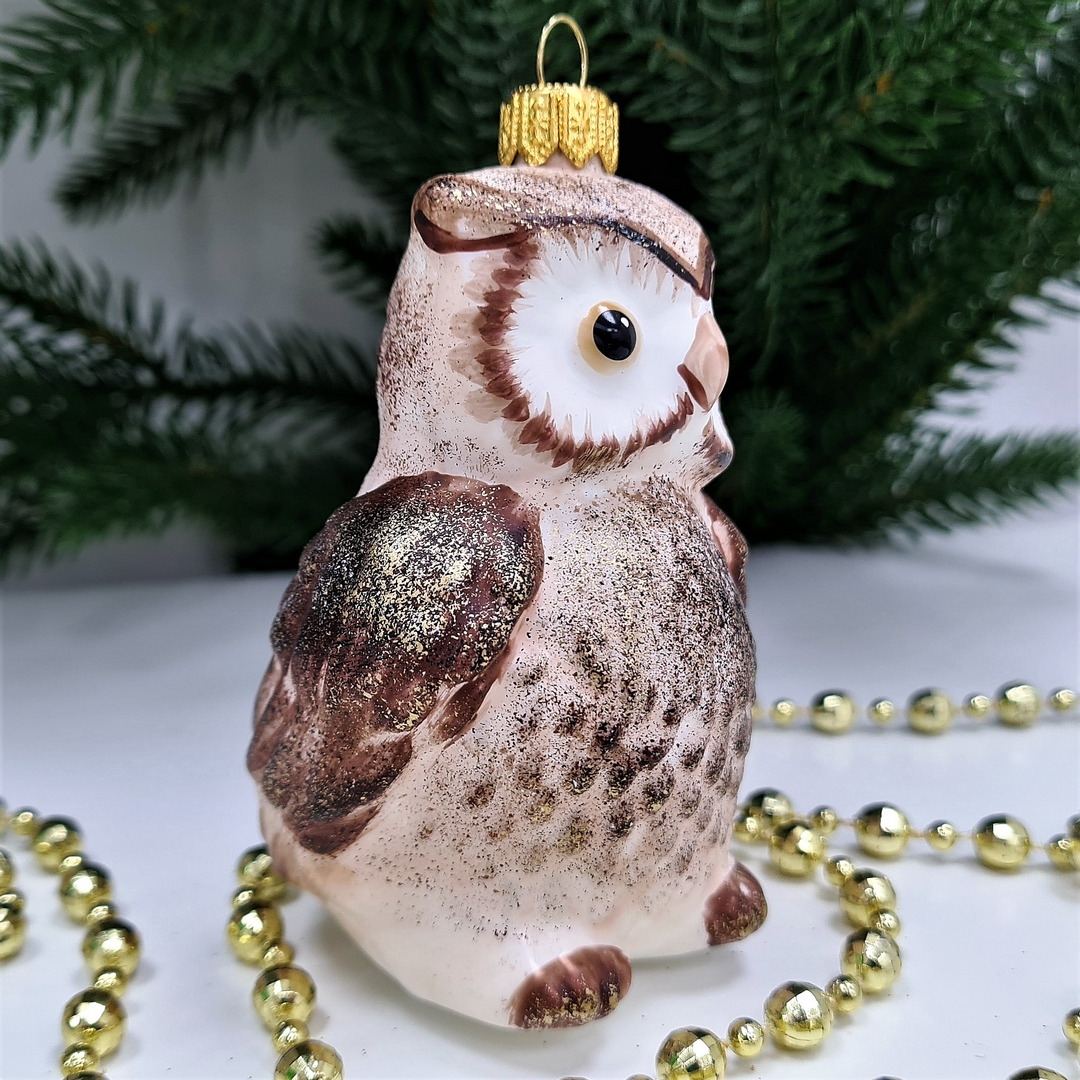 фото Стеклянная елочная игрушка Сова винтаж