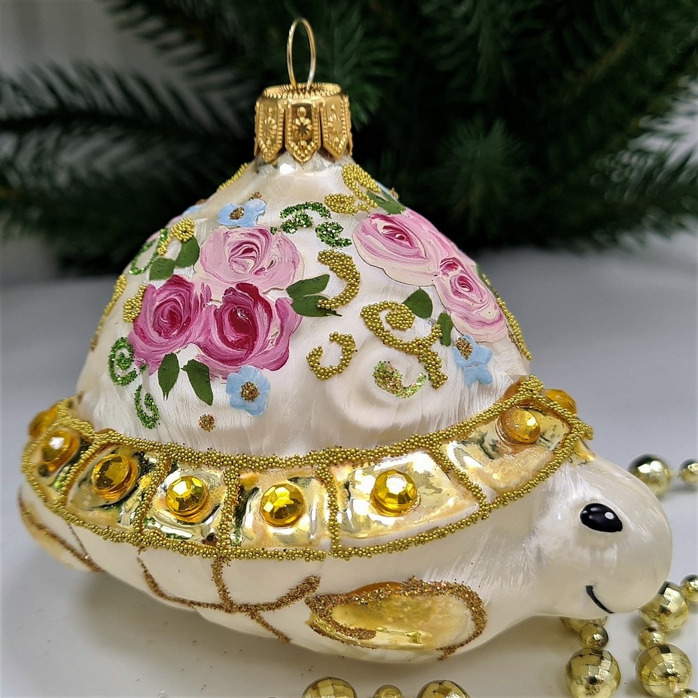 фото Стеклянная елочная игрушка Черепаха Версаль