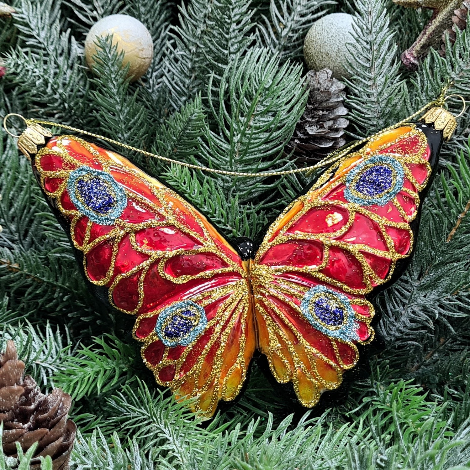 фото Стеклянная елочная игрушка Бабочка
