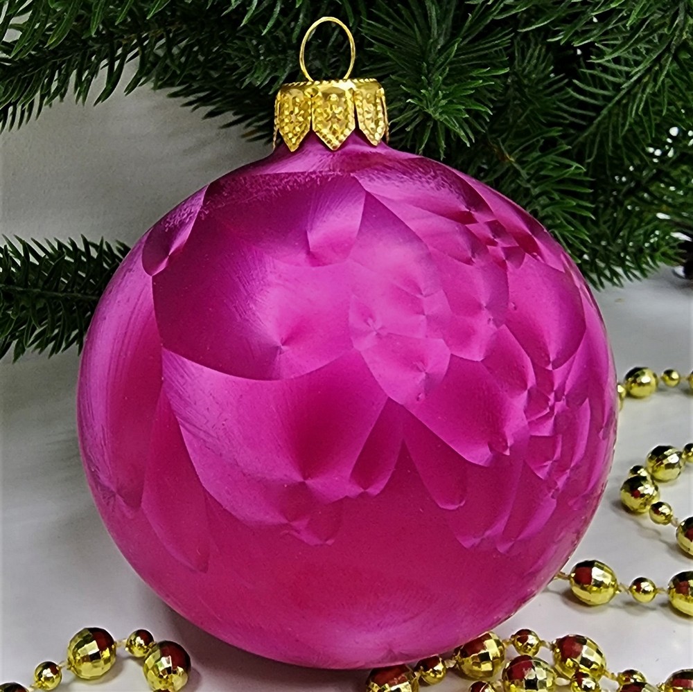 фото Стеклянный шар 80 мм Морозко бордо