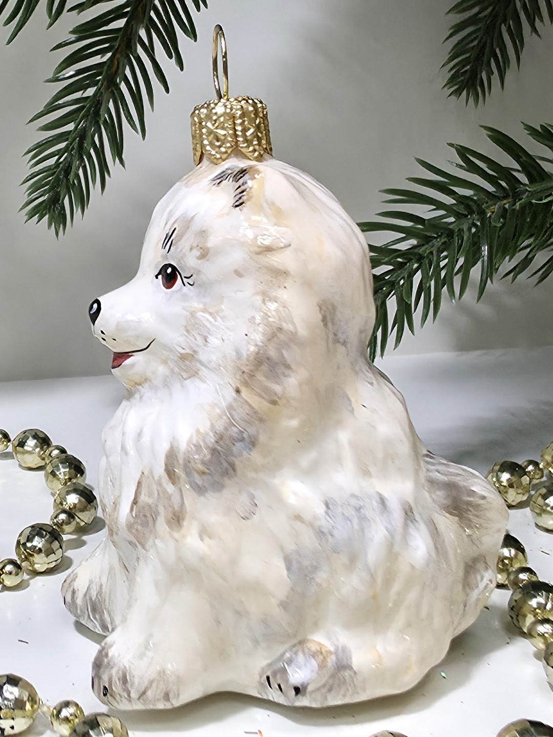 фото Стеклянная елочная игрушка Шпиц