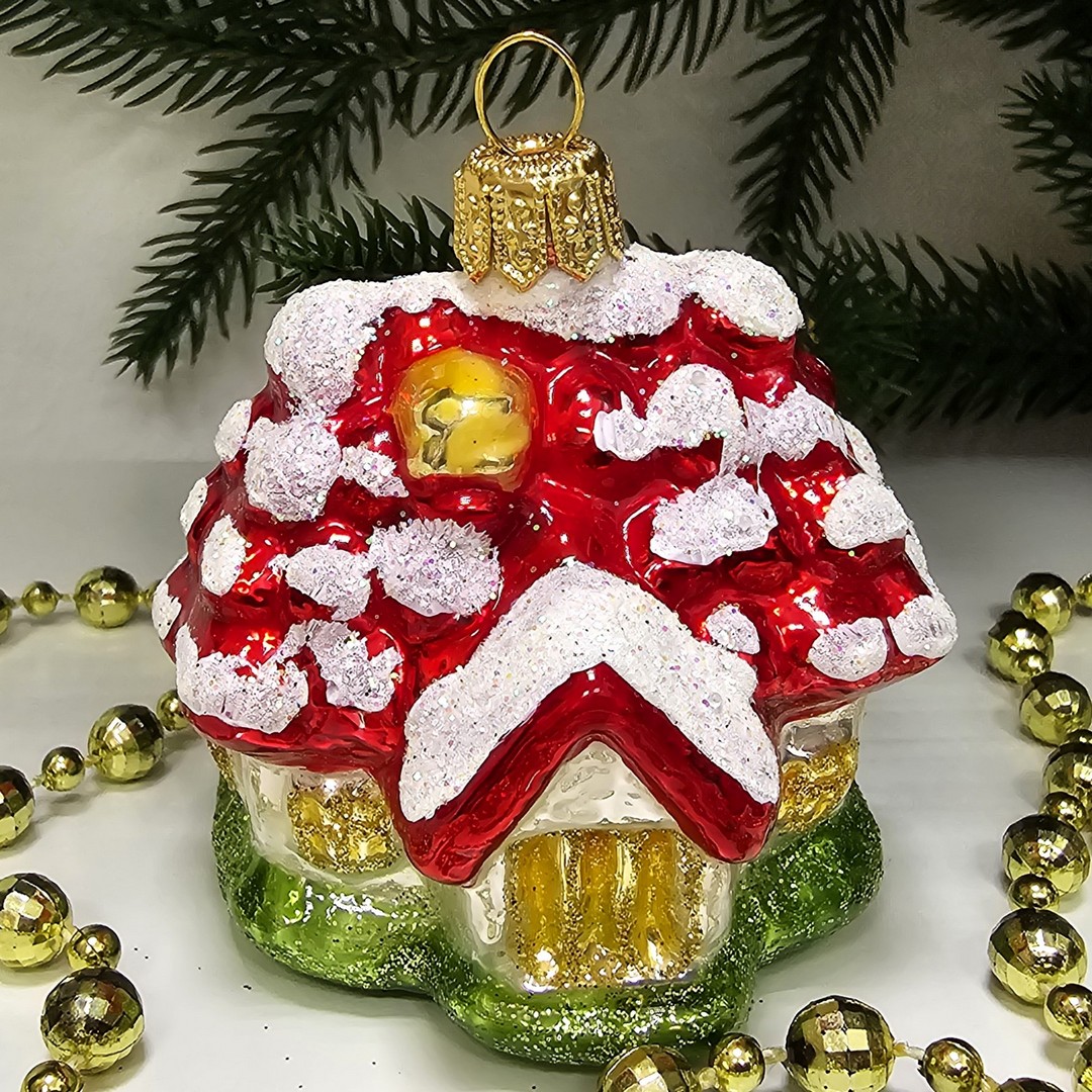 фото Стеклянная елочная игрушка Домик викторианский