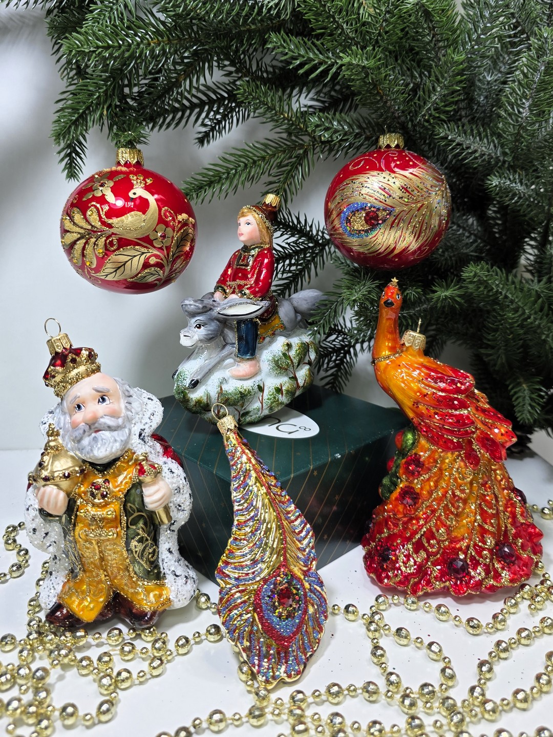 фото Набор стеклянных ёлочных игрушек Irena-Co Жар Птица