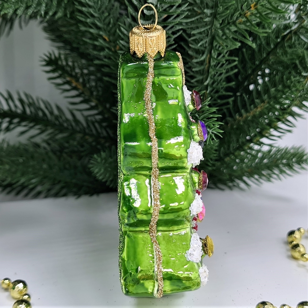 фото Стеклянная елочная игрушка Елочка плоская