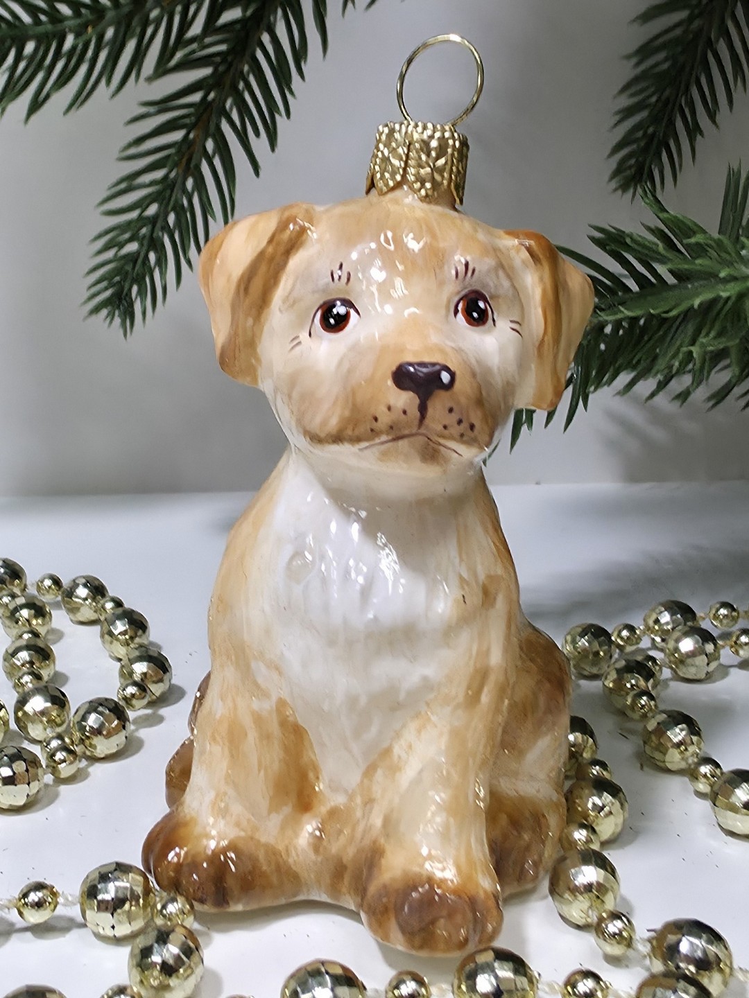 фото Стеклянная елочная игрушка Лабрадор