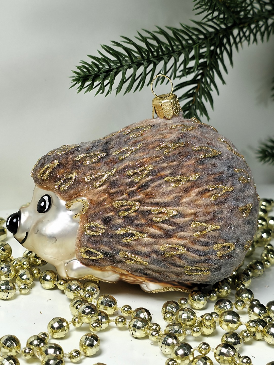 фото Стеклянная елочная игрушка Ежик лесной