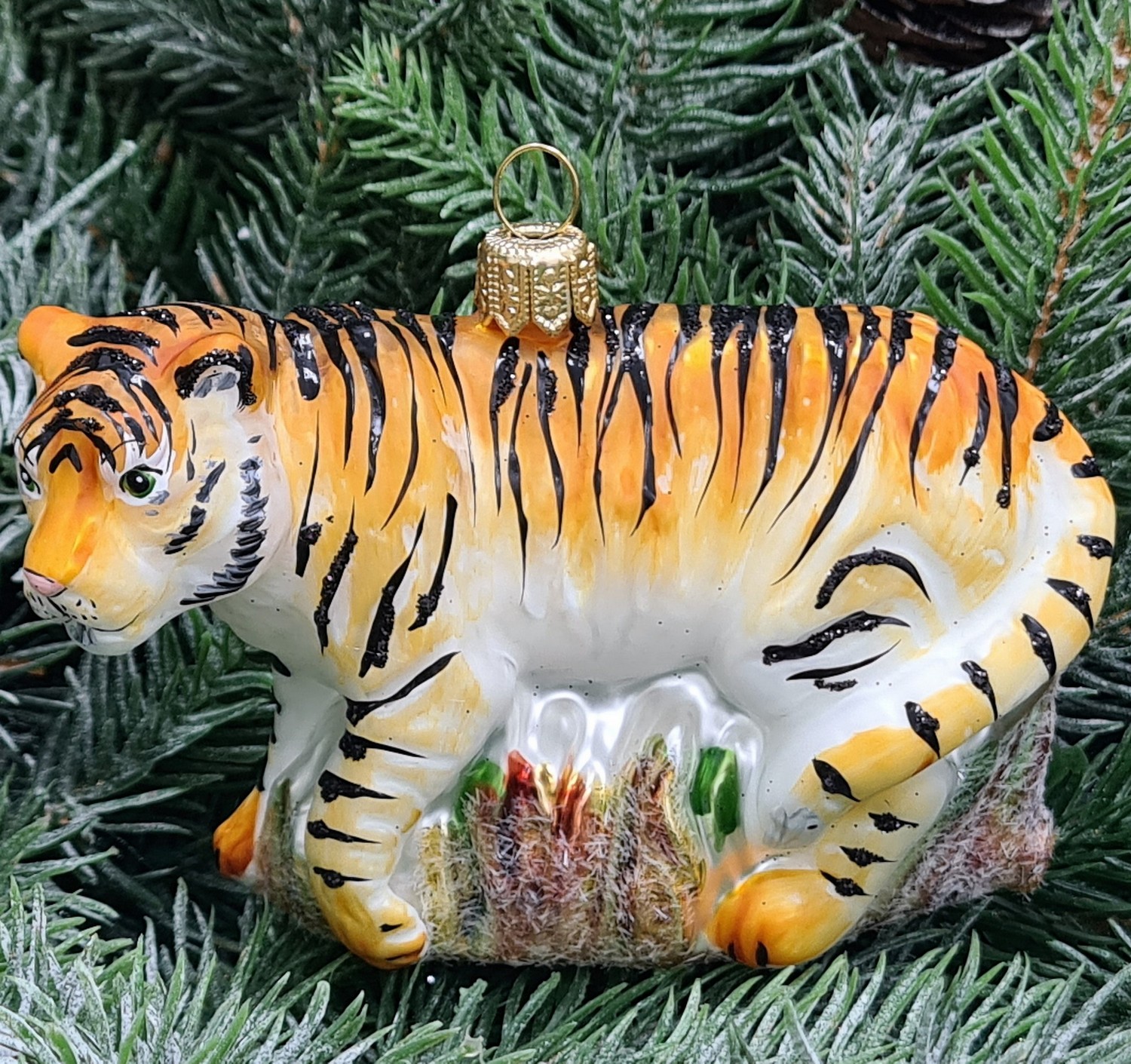фото Стеклянная елочная игрушка Амурский тигр
