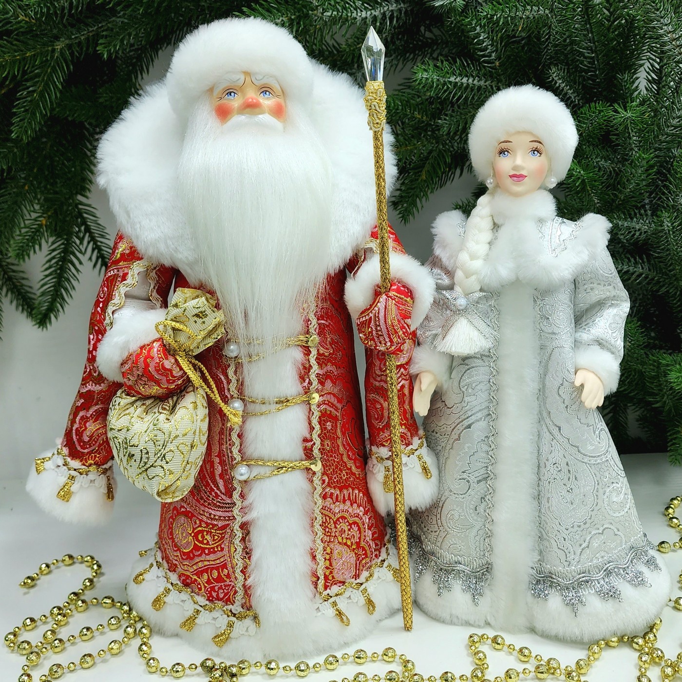 фото Набор Дед Мороз 34 см и Снегурочка 29 см №121