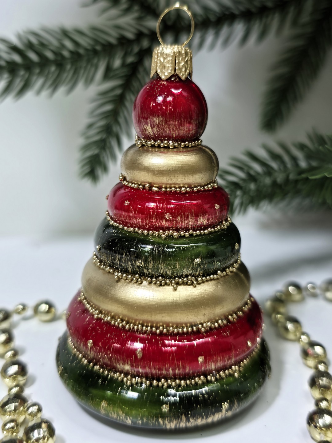 фото Стеклянная елочная игрушка Пирамидка детская