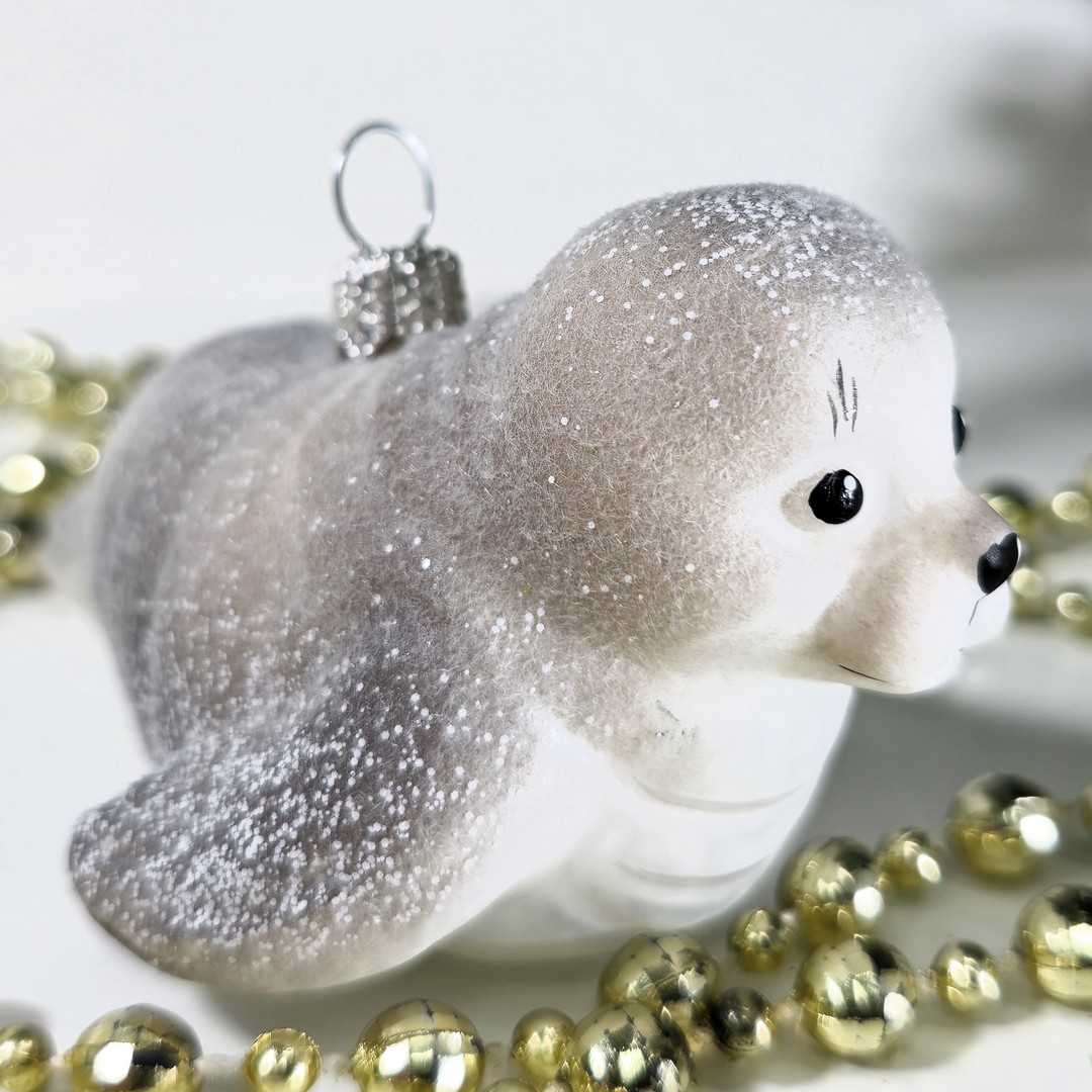 фото Стеклянная елочная игрушка Тюлень полярный