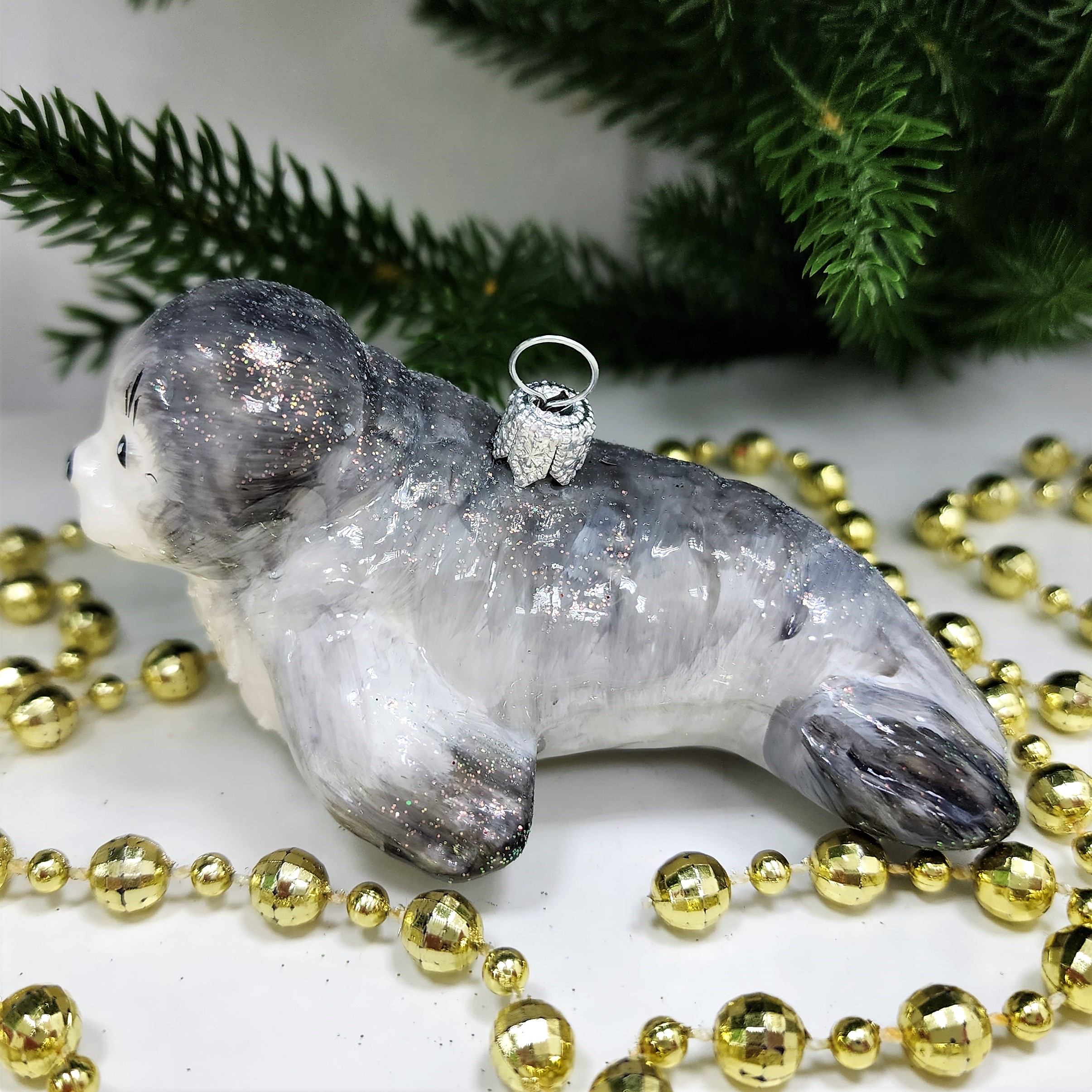 фото Стеклянная елочная игрушка Тюлень полярный