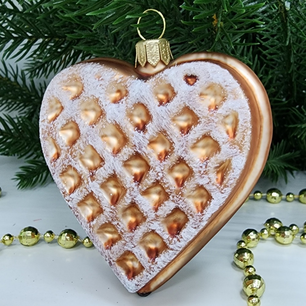 фото Стеклянная елочная игрушка Вафелька