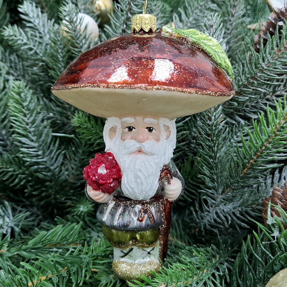 фото Стеклянная елочная игрушка Гриб Боровик