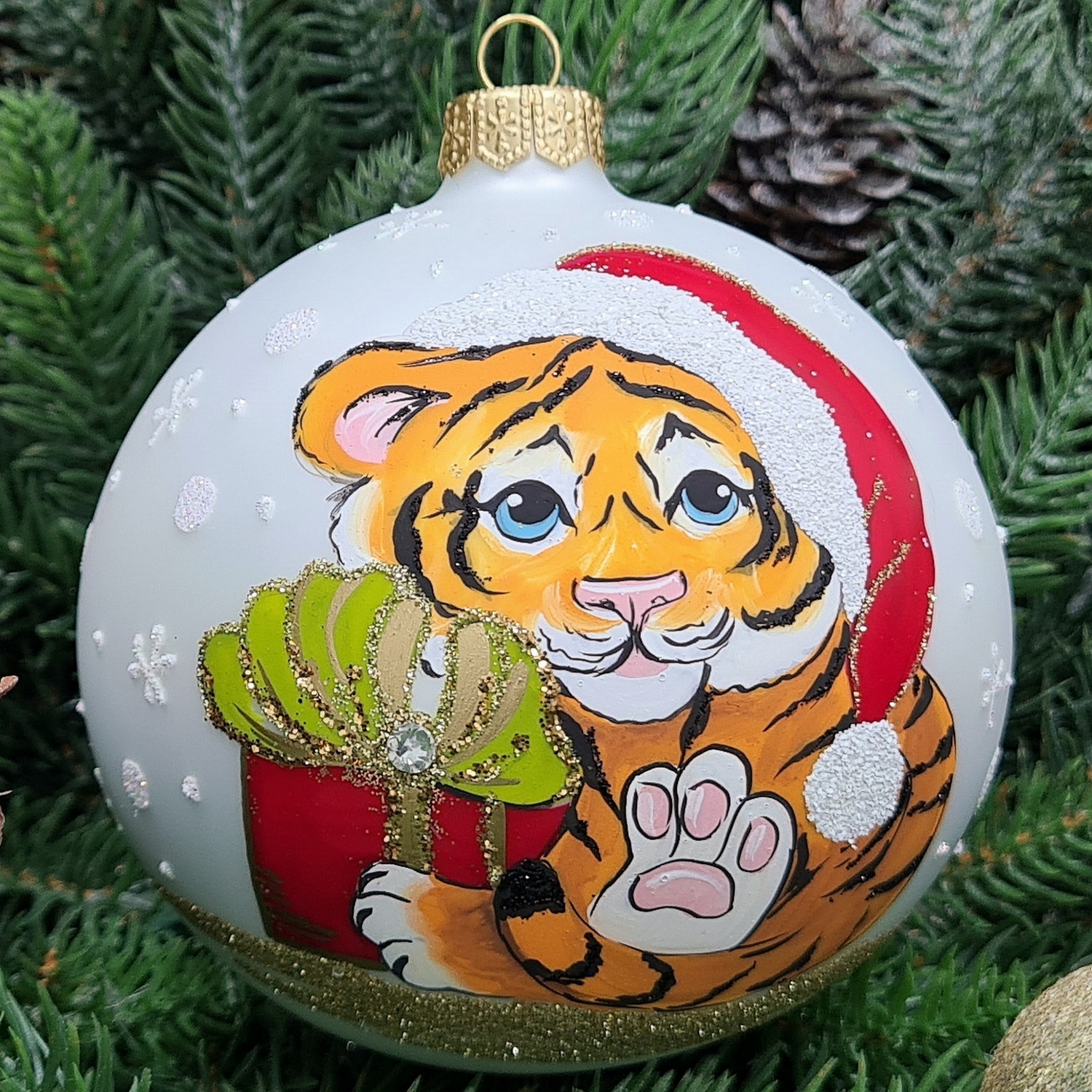 фото Стеклянный ёлочный шар Irena-Co 100 мм №61