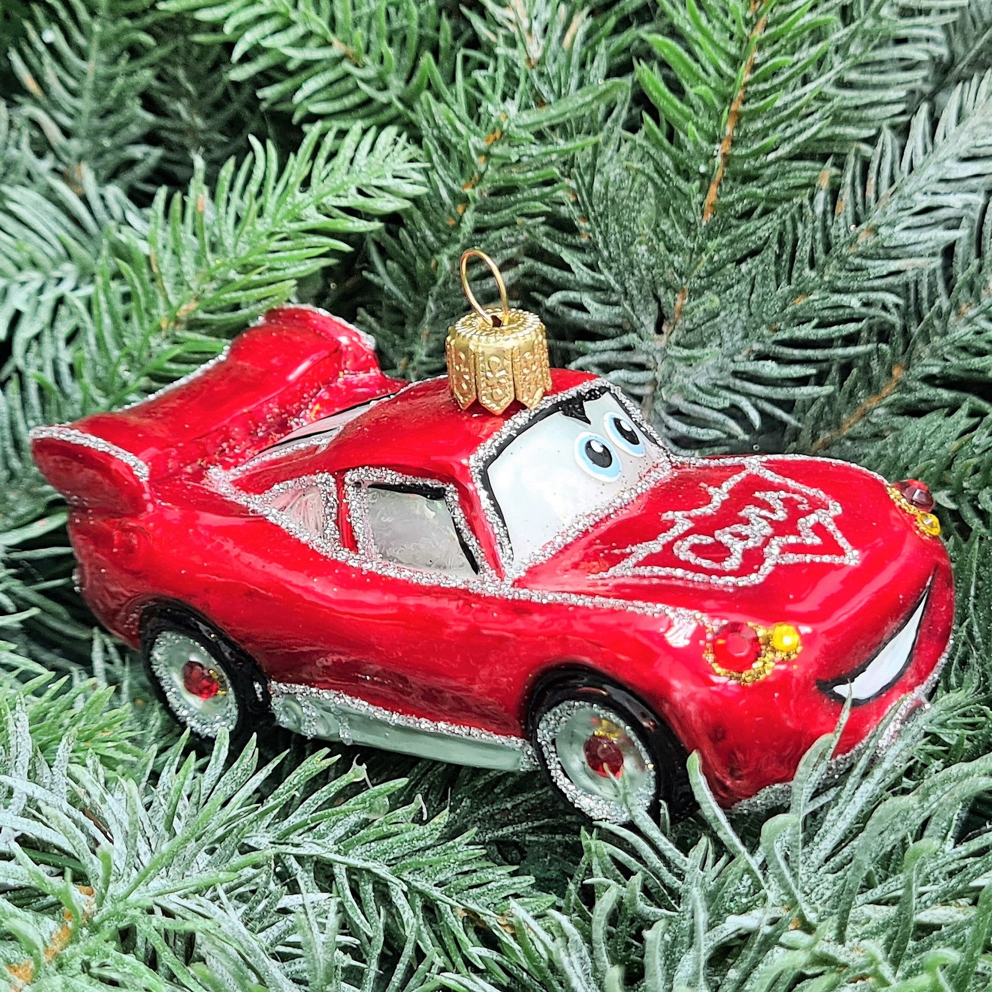 фото Стеклянная елочная игрушка Тачки