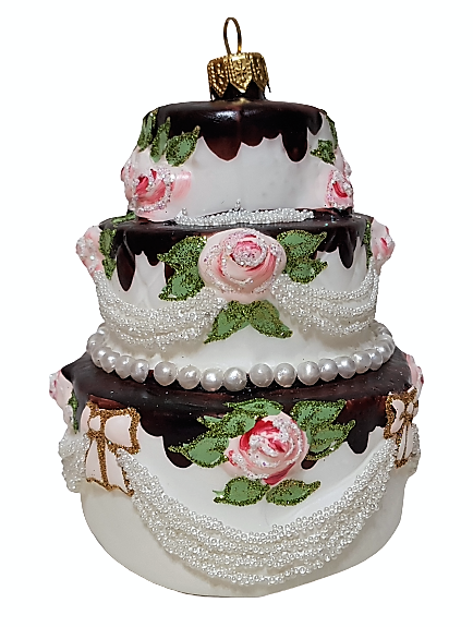 фото Стеклянная елочная игрушка Торт большой