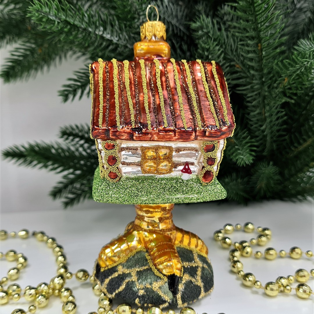 фото Стеклянная елочная игрушка Избушка на курьих ножках