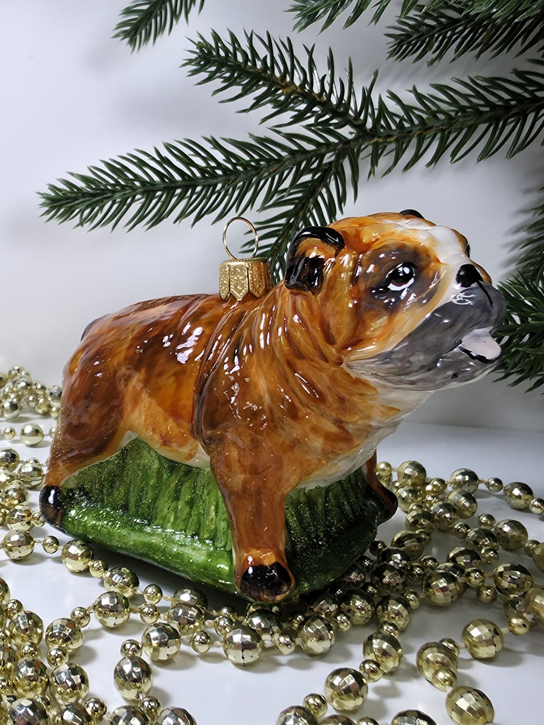 фото Стеклянная елочная игрушка Бульдог