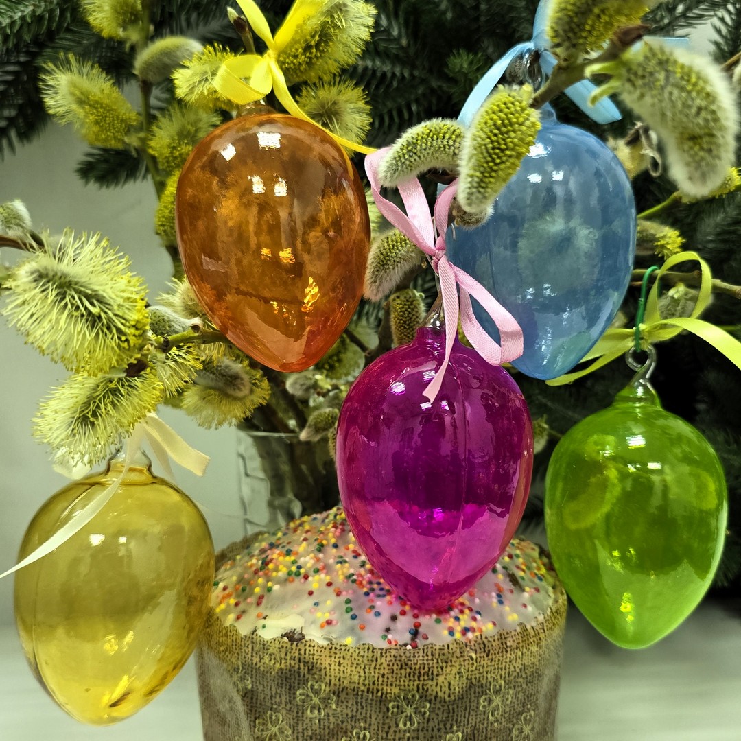 фото Набор стеклянных ёлочных игрушек Irena-Co Пасхальные яйца прозрачные