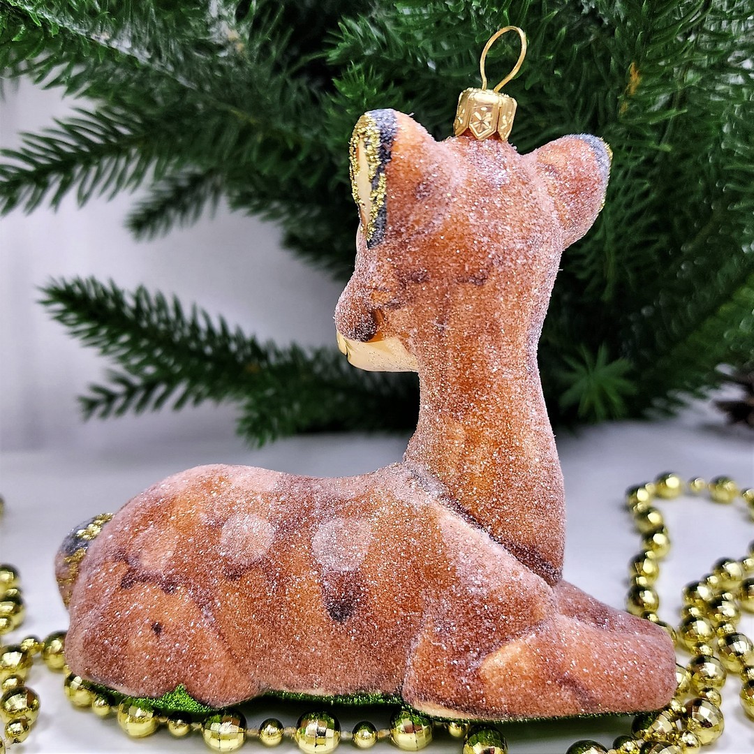 фото Стеклянная елочная игрушка Олененок