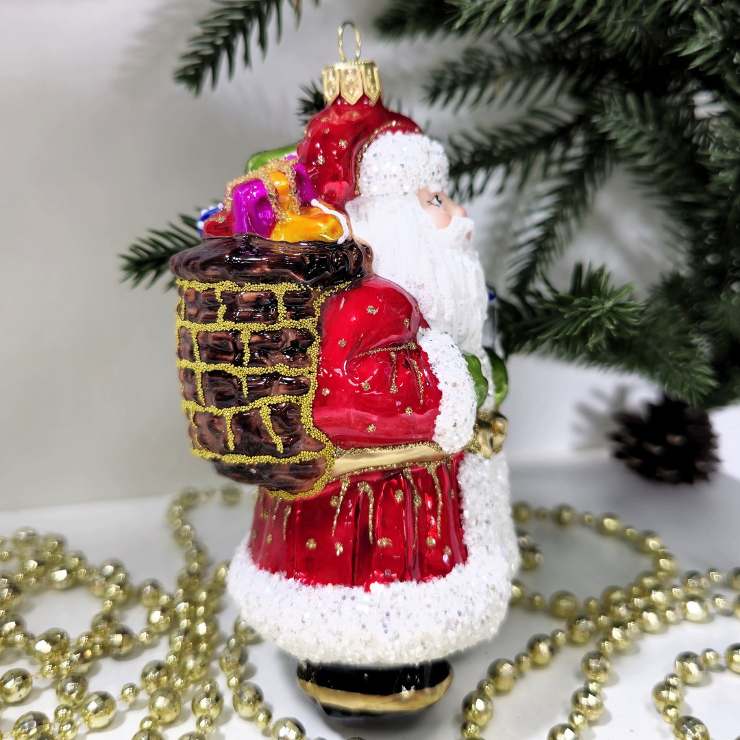 фото Стеклянная елочная игрушка Дед Мороз