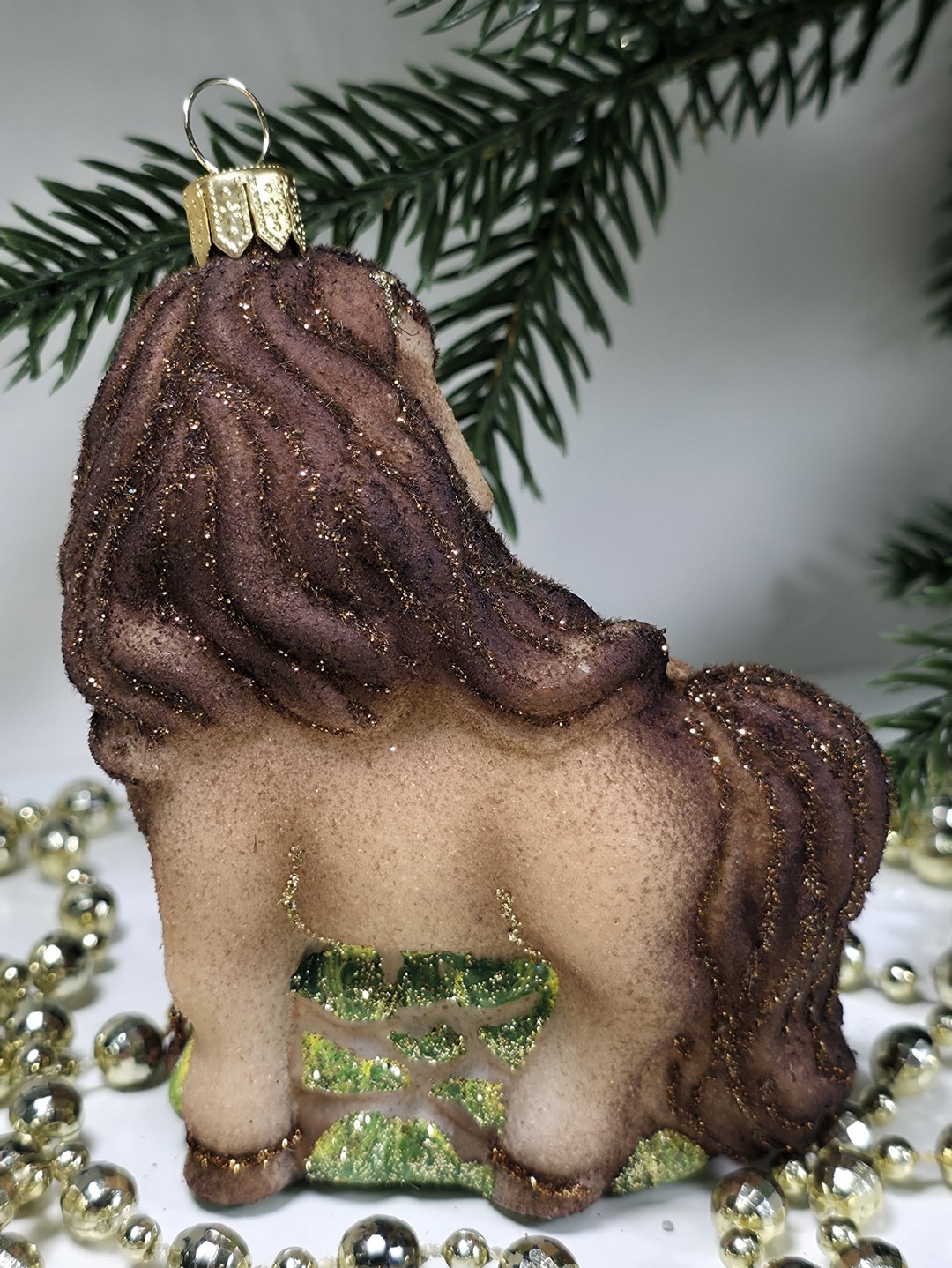 фото Стеклянная елочная игрушка Лошадка смотрит в бок