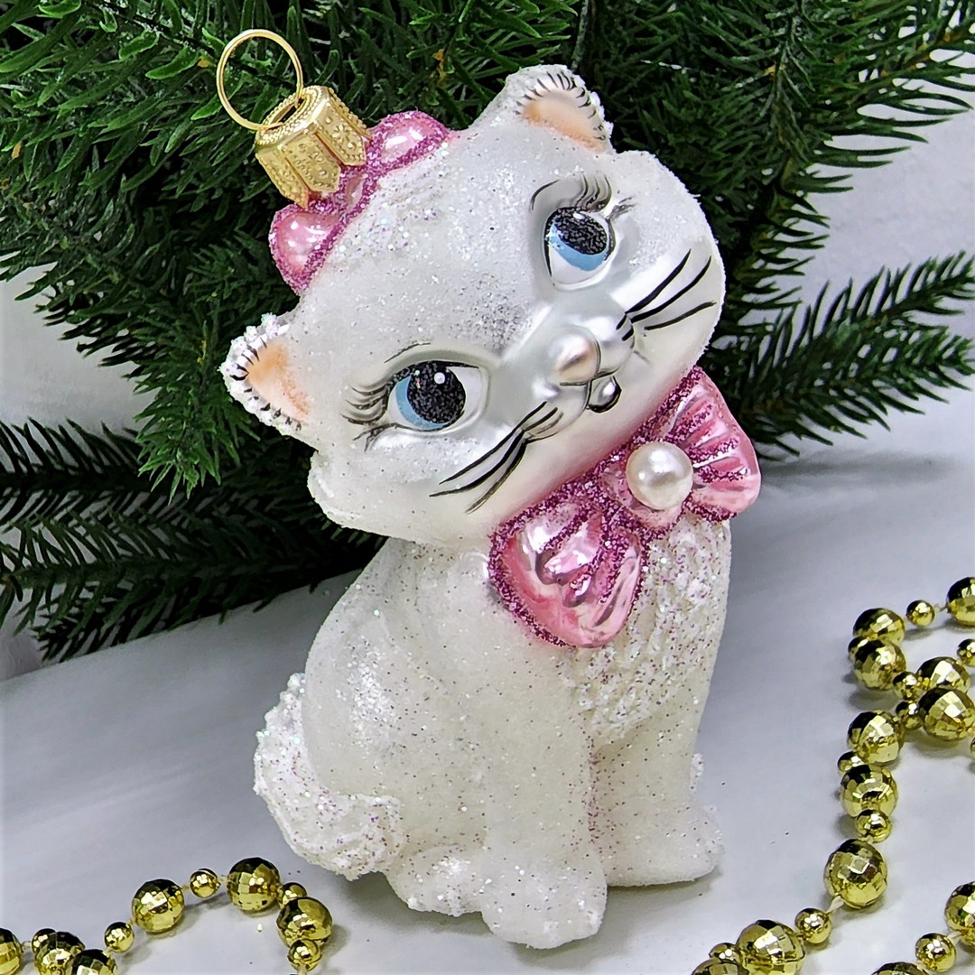 фото Стеклянная елочная игрушка Киса Мэри